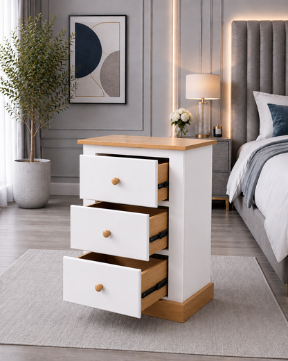 Cambridge 3 Drawer Bedside Table