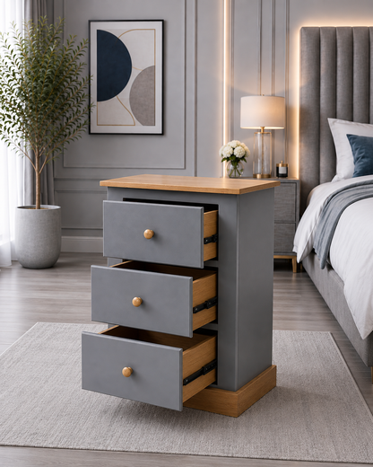 Cambridge 3 Drawer Bedside Table