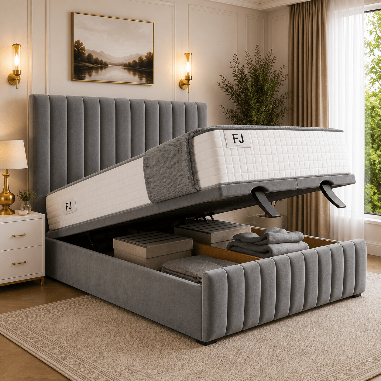 Amelia Petite Line Ottoman Bed (with Headboard & Footboard)