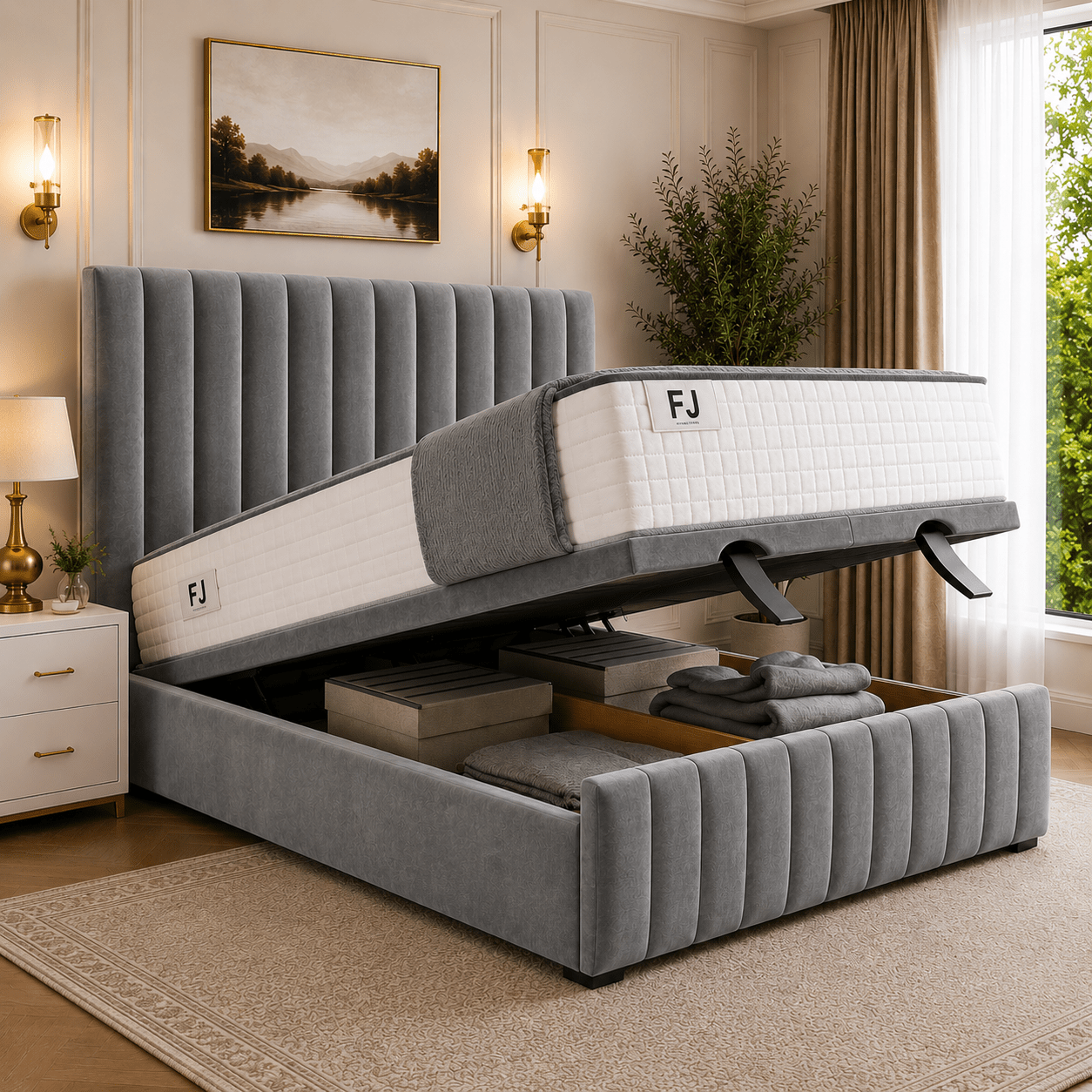 Amelia Petite Line Ottoman Bed (with Headboard & Footboard)